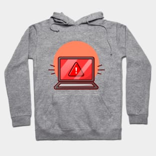 Laptop with alert sign cartoon Hoodie